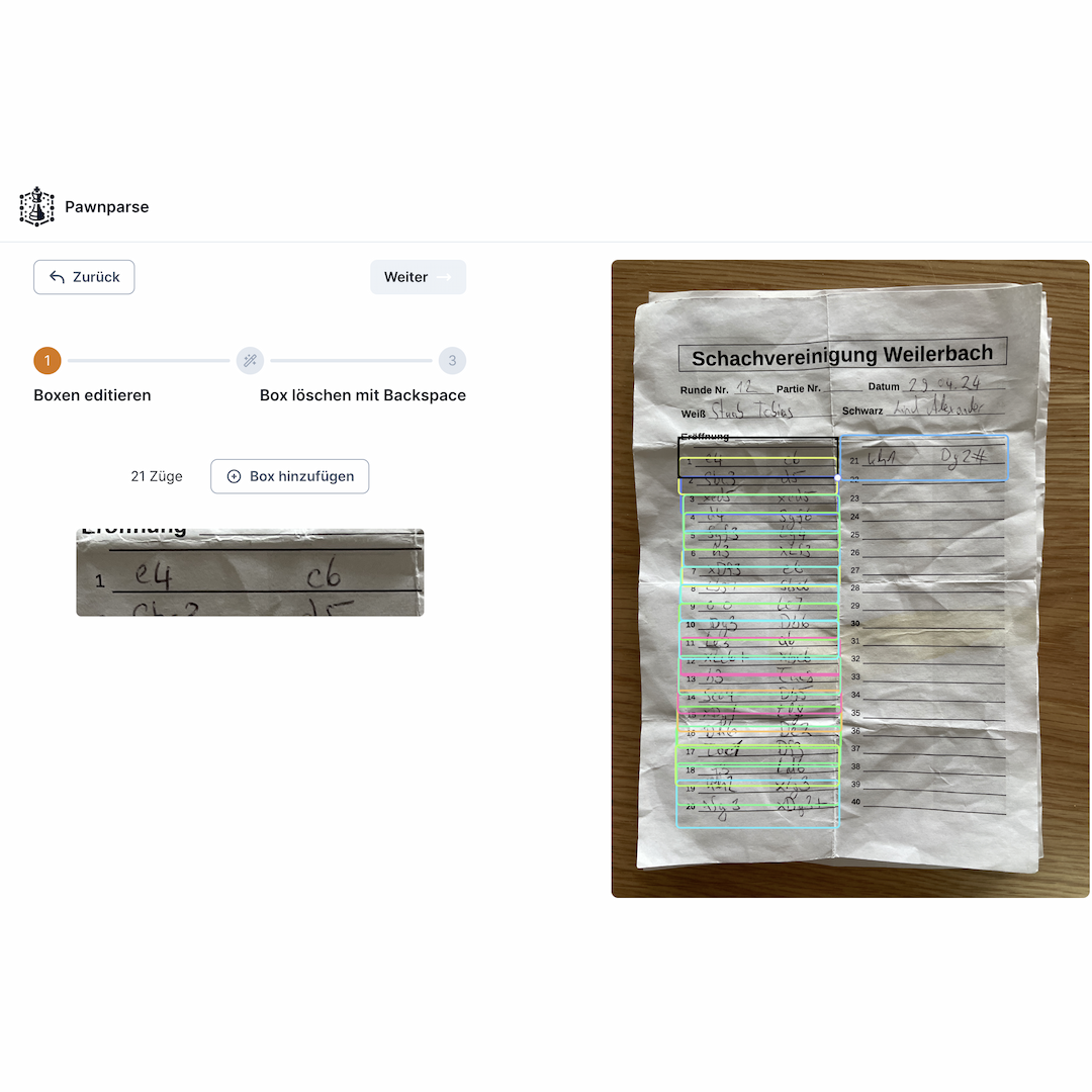 Automatische Erkennung der Schachzüge Automatische Erkennung der Schachzüge